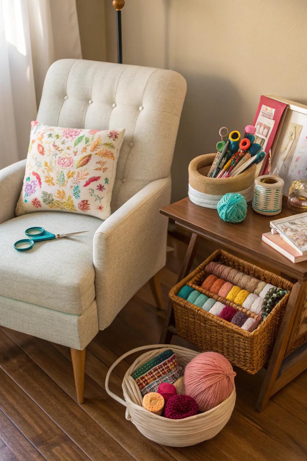A dedicated crafting area can inspire creativity and focus.
