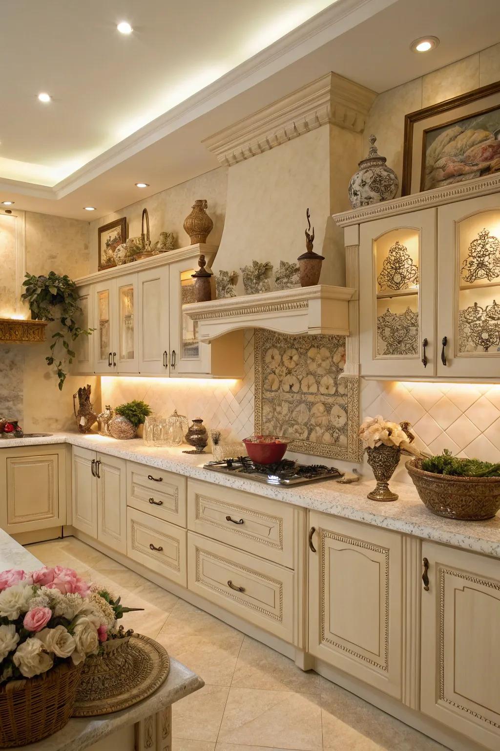 Artisan accents contribute texture and comfort.