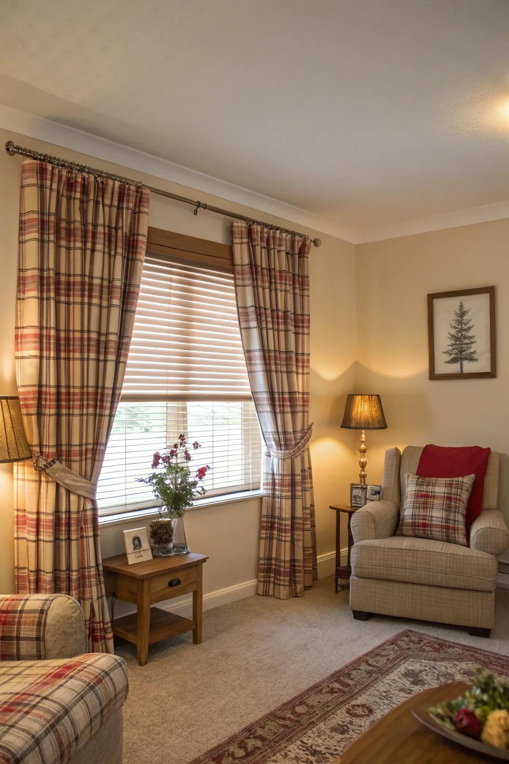 Patterned fabric curtains append coziness and warmth to any setting.