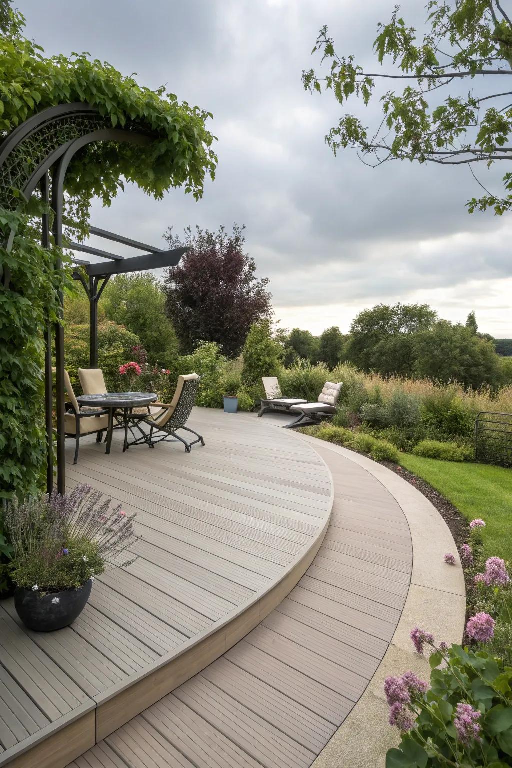 A distinctive arched platform that redefines patio grace.