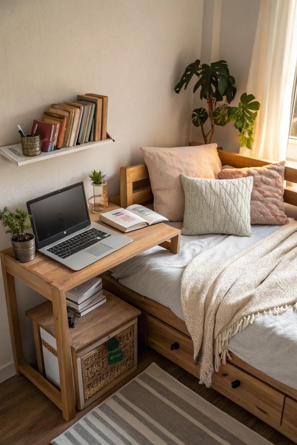 Corner desks use space efficiently, enhancing the usability of the space.