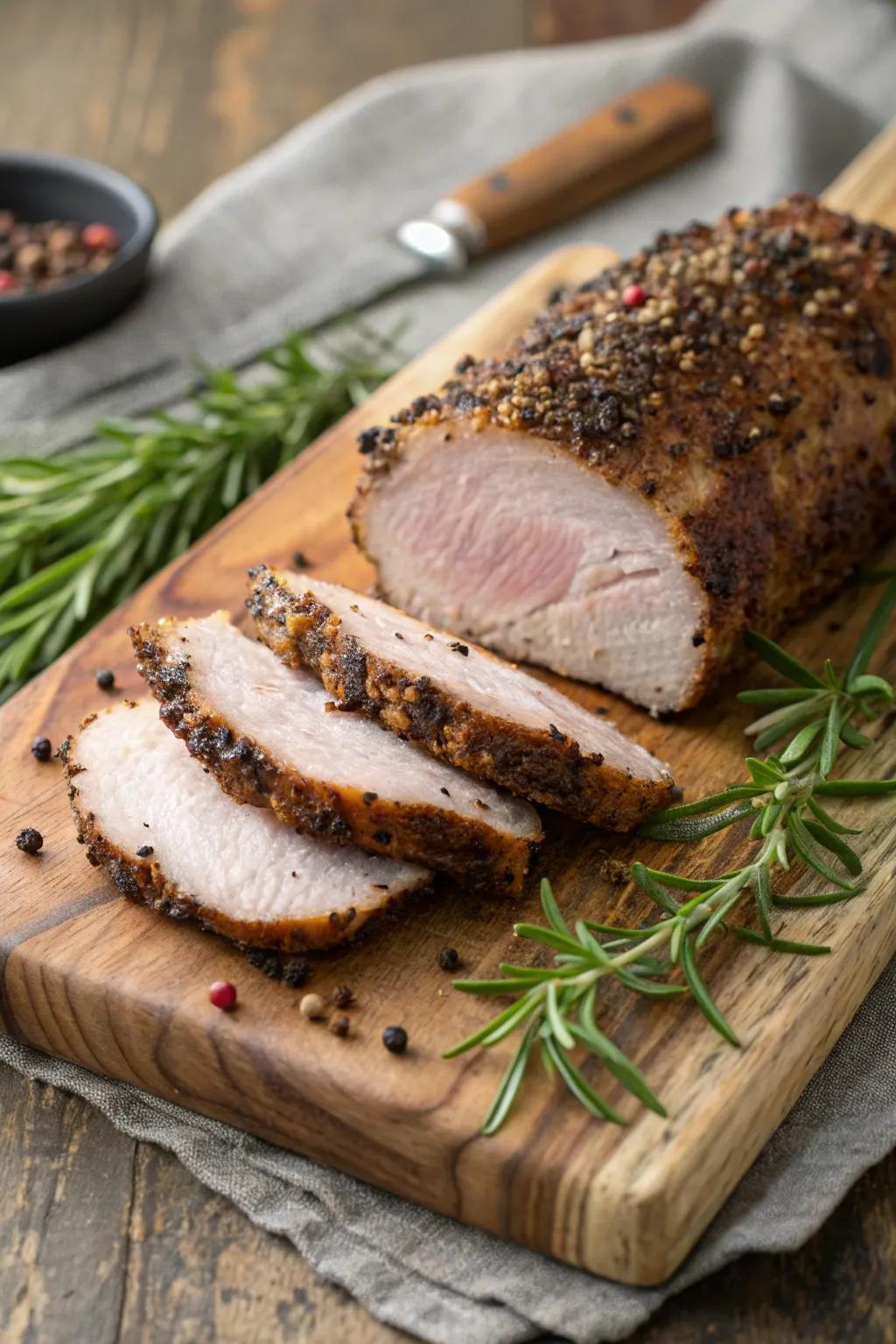 Flavor speckled swine roast, a flavorful and hearty December dish.