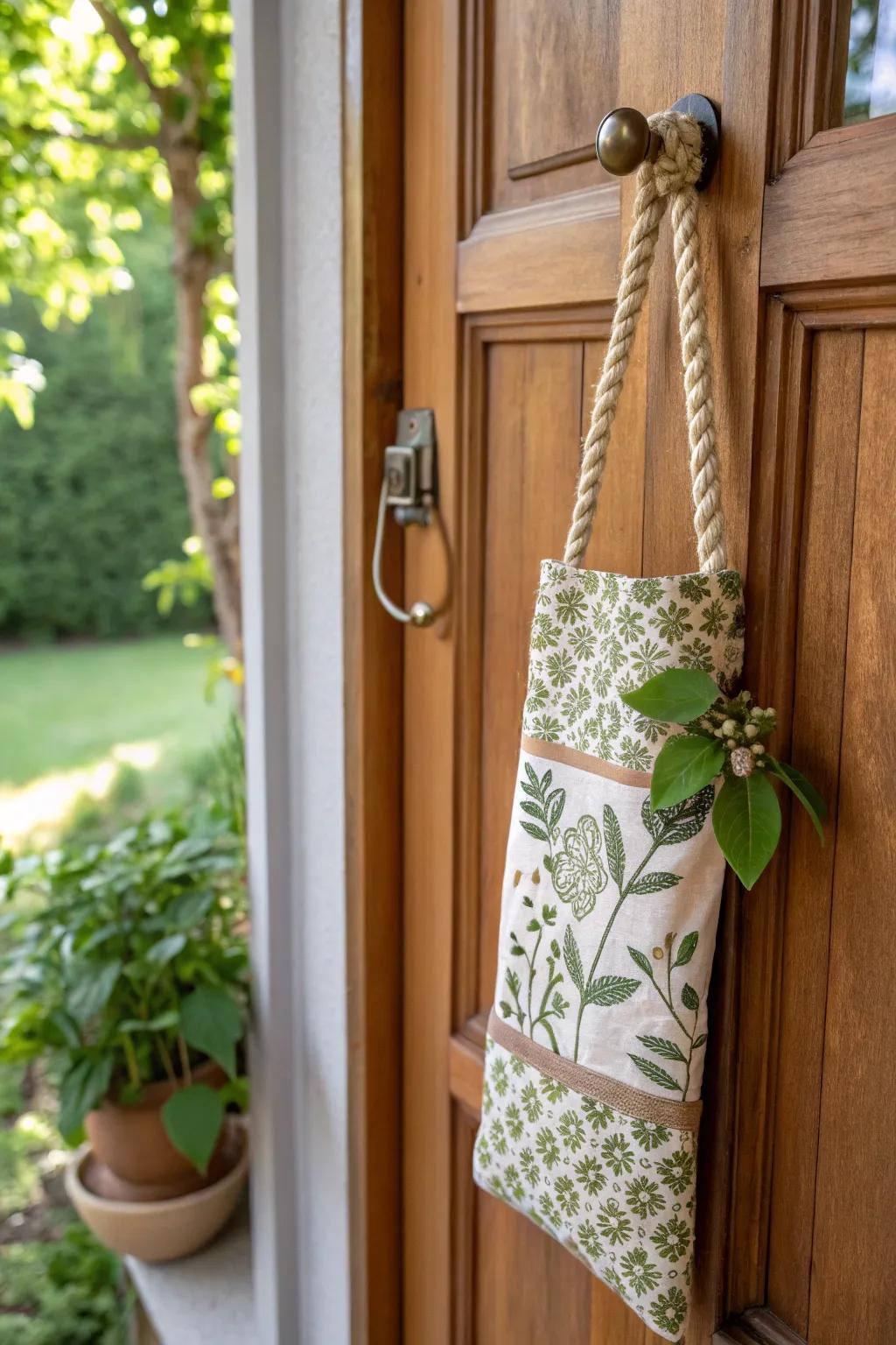 Go green with an eco-conscious door adornment crafted from reprocessed materials.