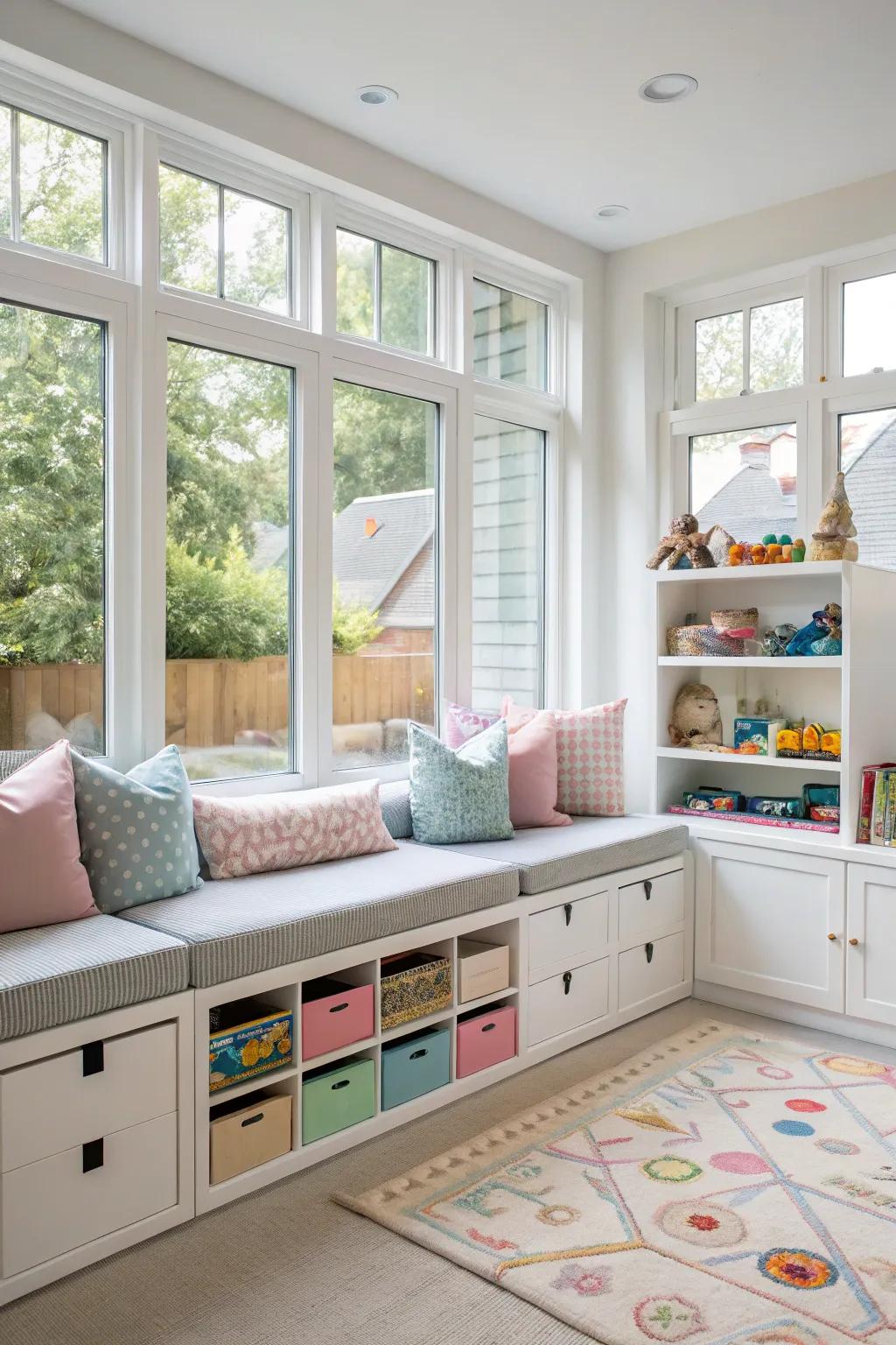 Multi-purpose furniture enhances the play area.