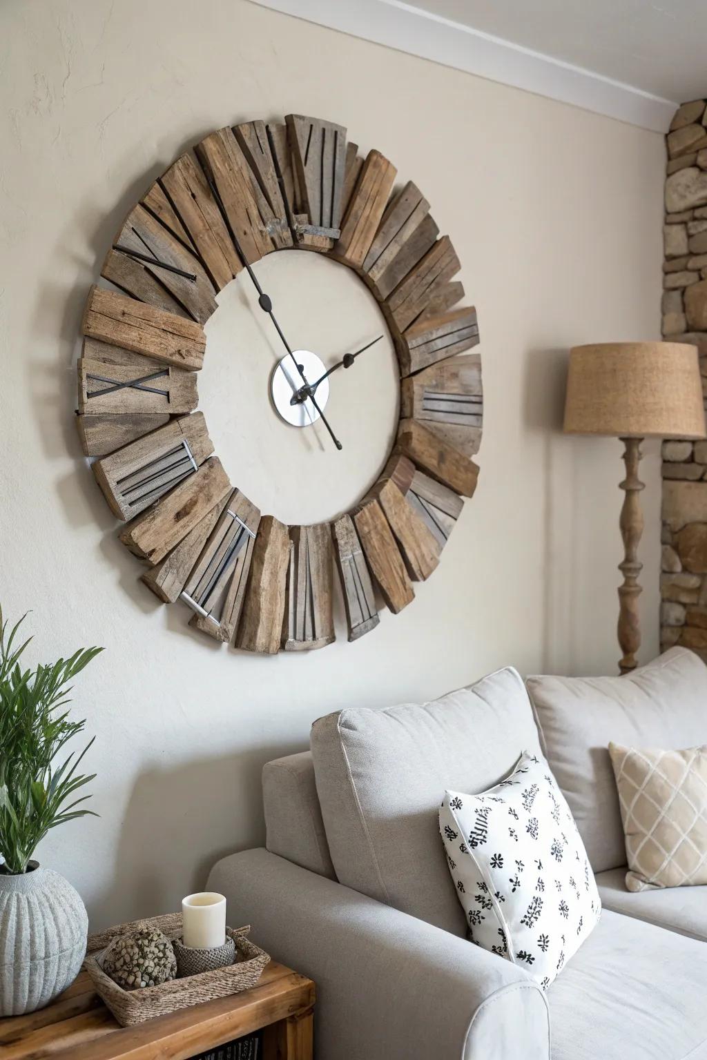 Keep time with a coastal twist utilizing a timber clock.