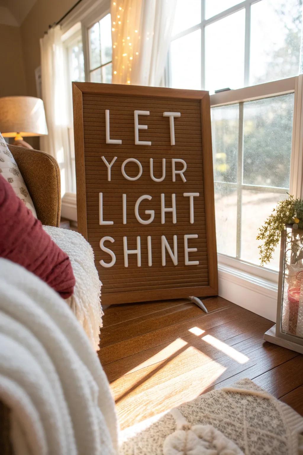 An inspirational line designed to cheer.