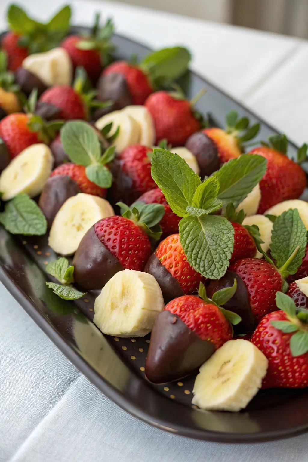 Dark sweet coated fruit, a sweet and easy dessert.
