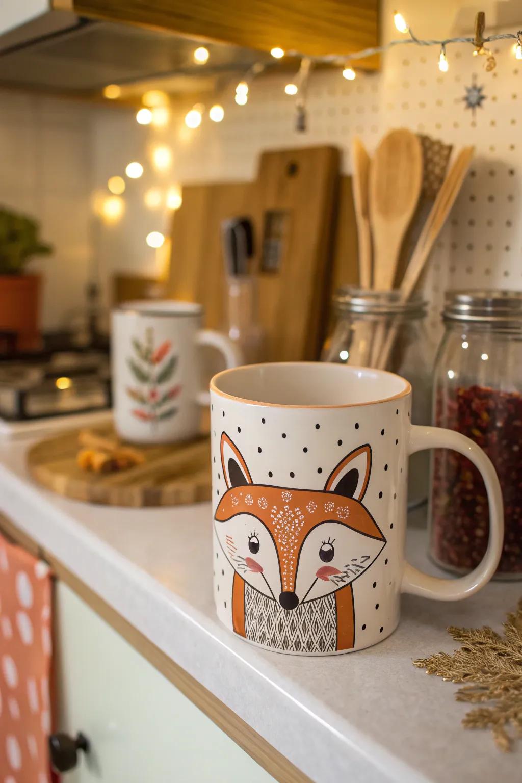 A lively animal facial mug that delights using its charm and ingenuity.