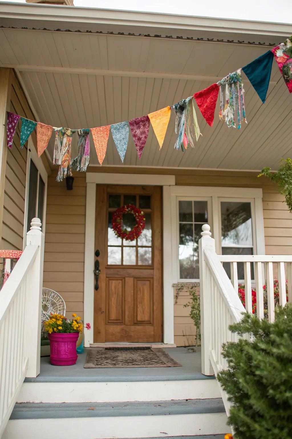 A fabric chainlet injects a playful splash of shade to the fall décor.