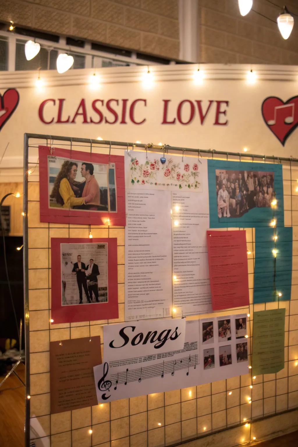 A melody of affection-themed bulletin board featuring musical notations.