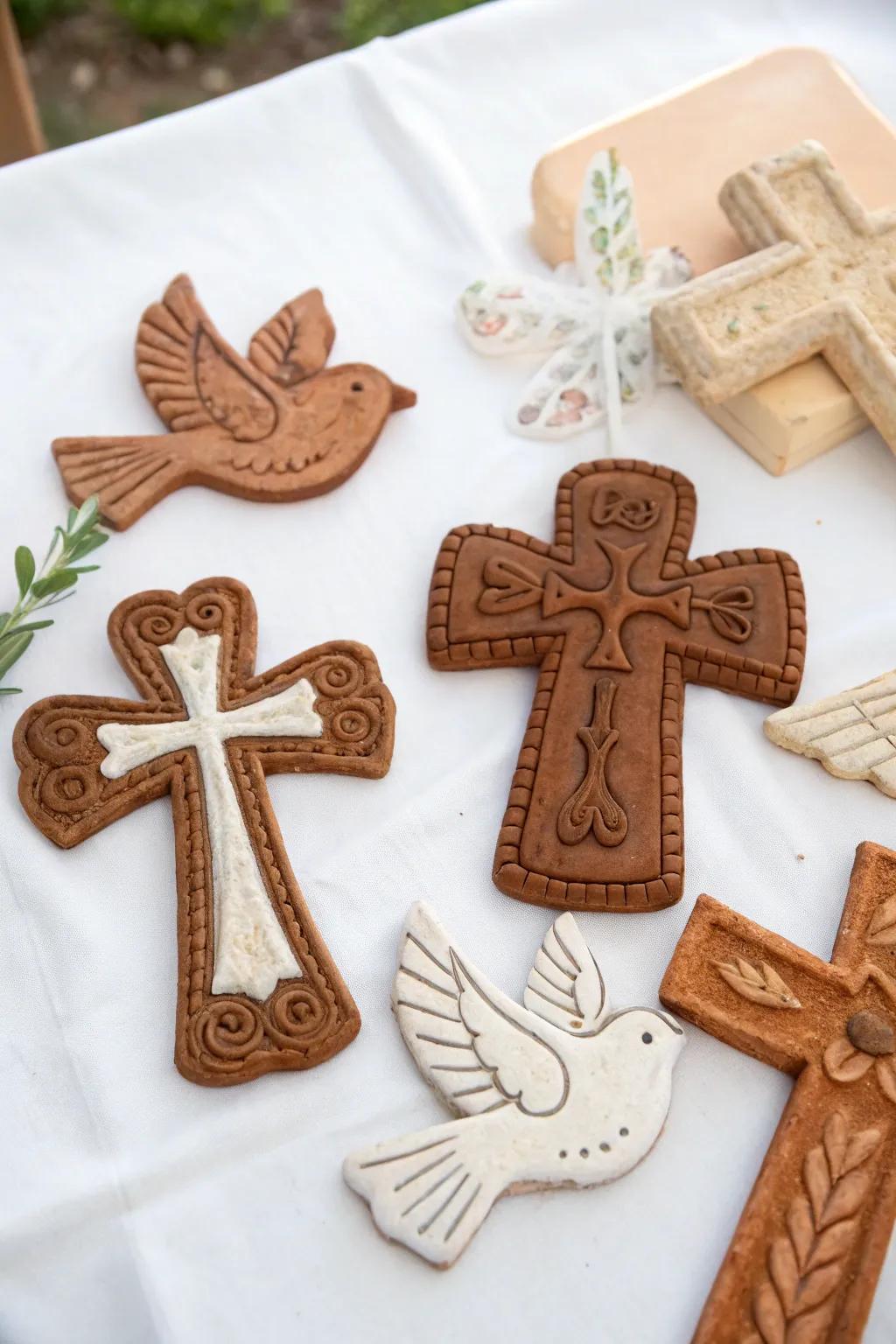 Handcrafted sacred symbols append a personal and meaningful note to the decorations.