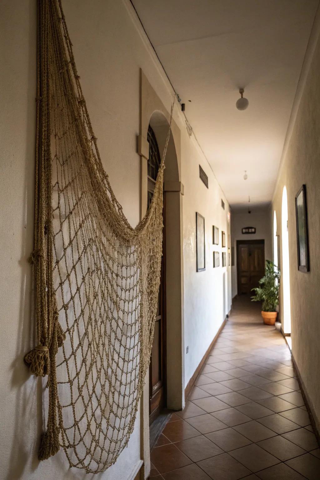 Repurposed fishing nets introduce texture and intrigue.