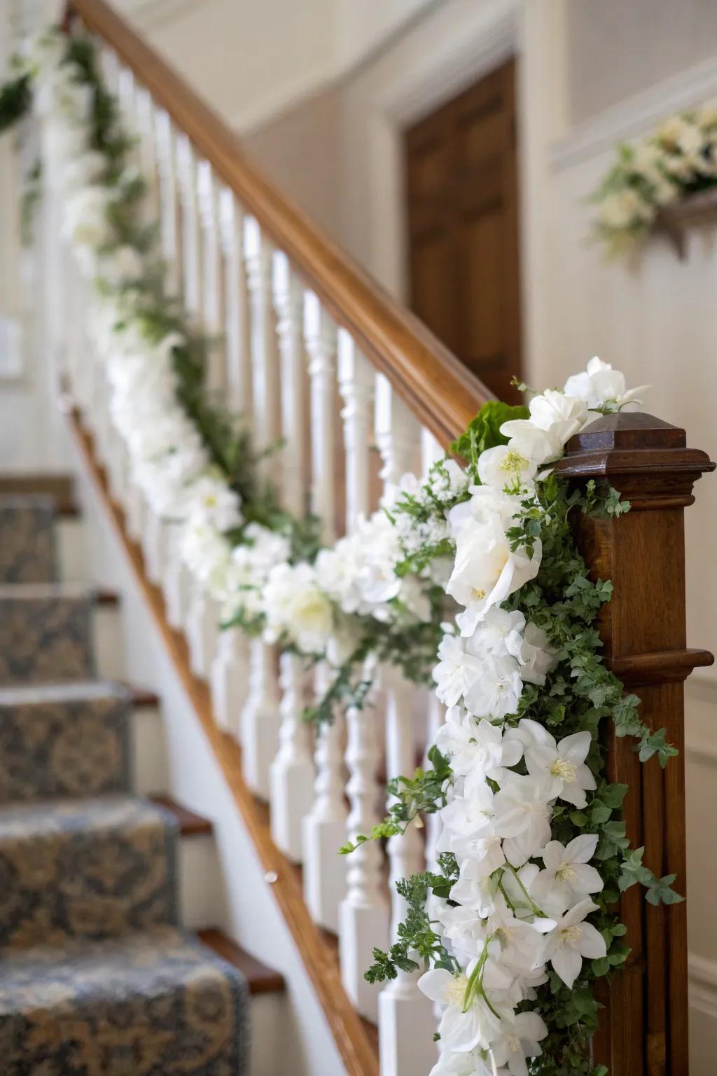 An ivory bloom chain fashioning a grand stairway entrance.