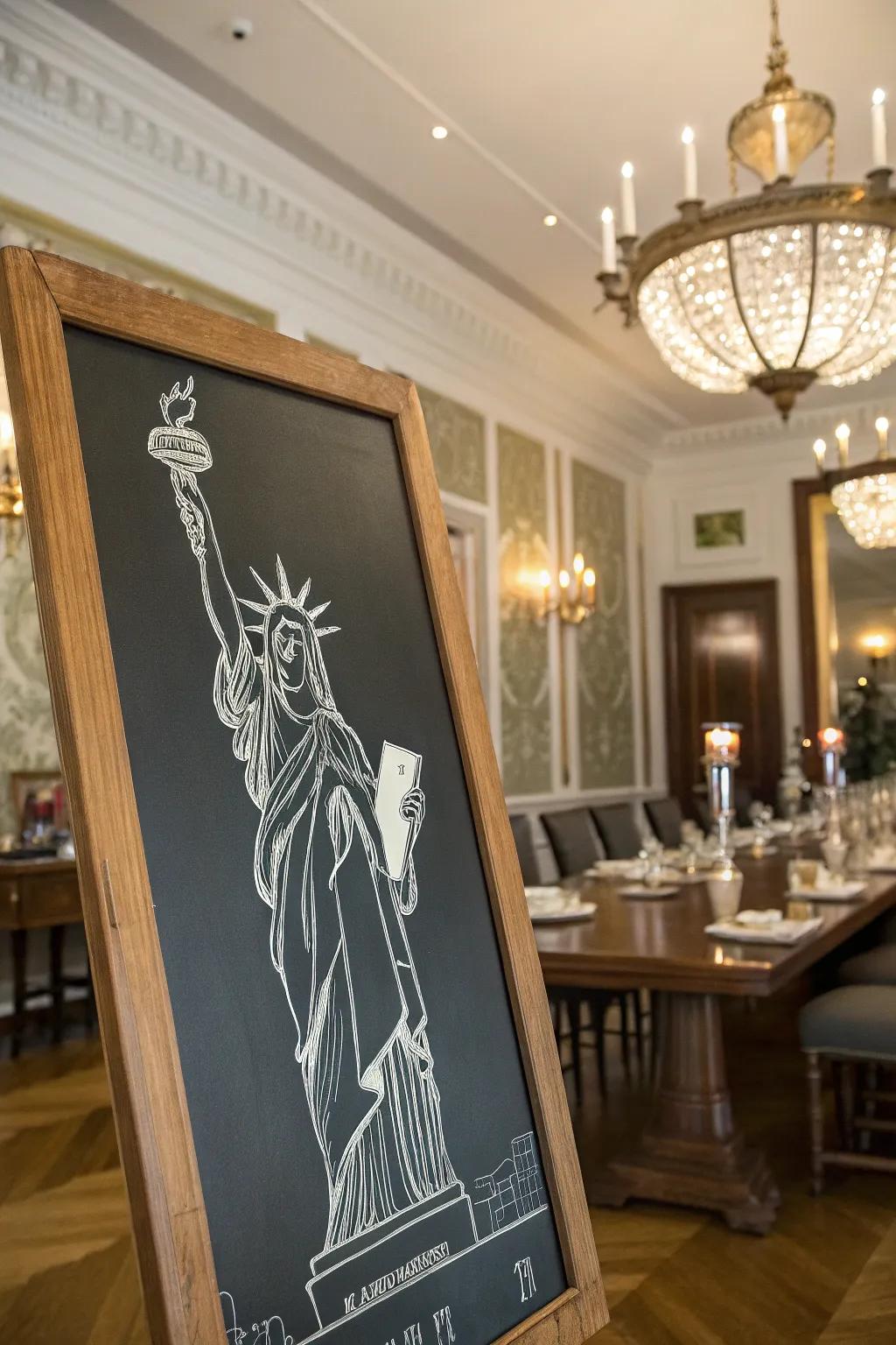 Liberty's beacon imparts elegance to this slate artistry.