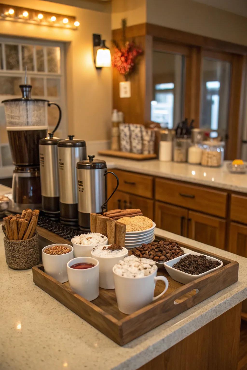 A comforting warm beverage station to warm up Friendsgiving guests.