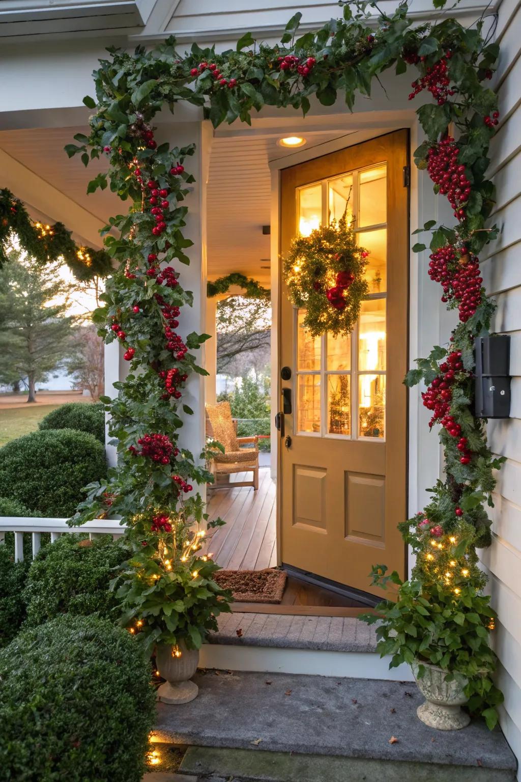Evergreen fruit details for a classic festive touch.