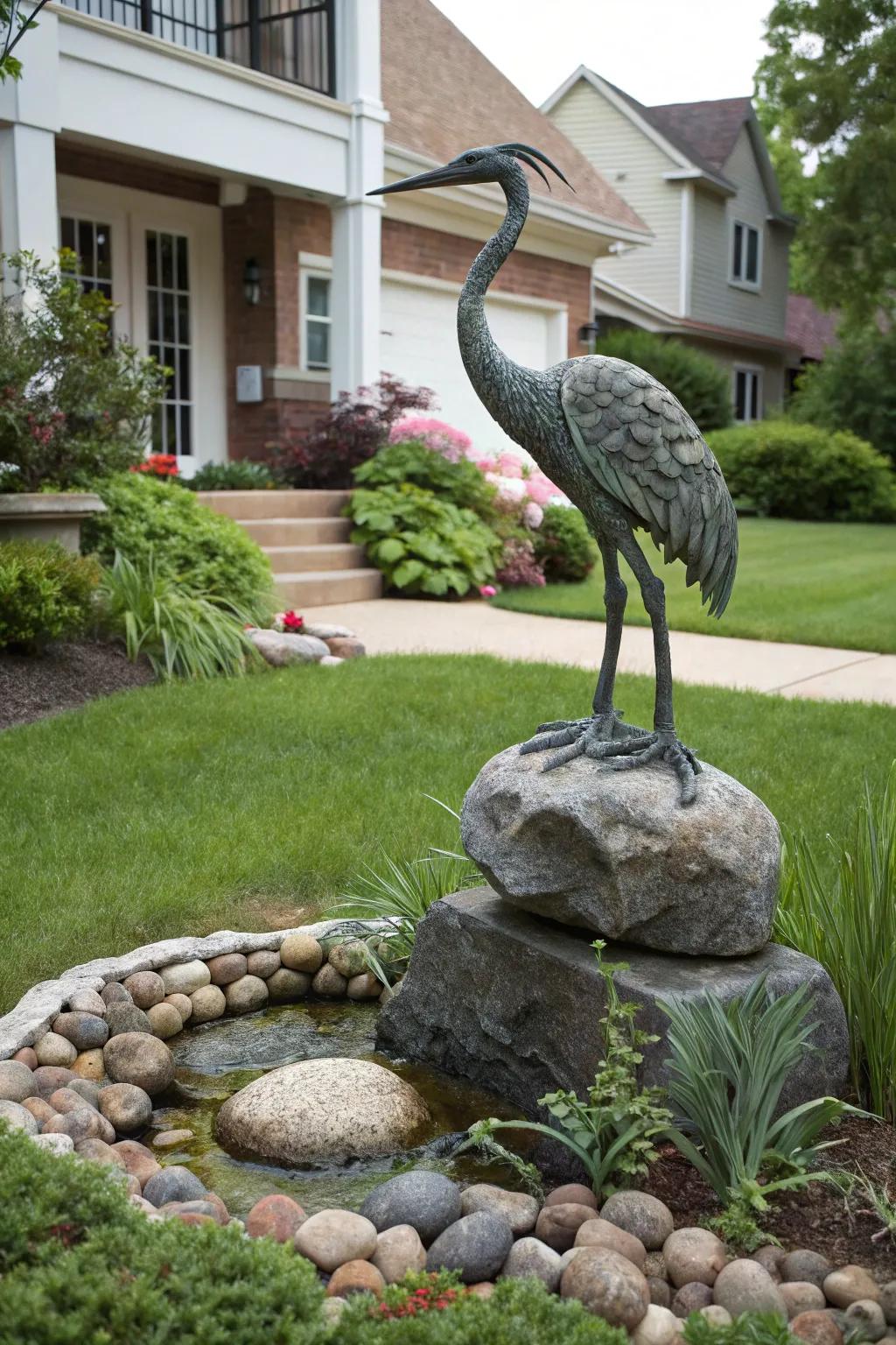 Stones heighten the charm of garden art.