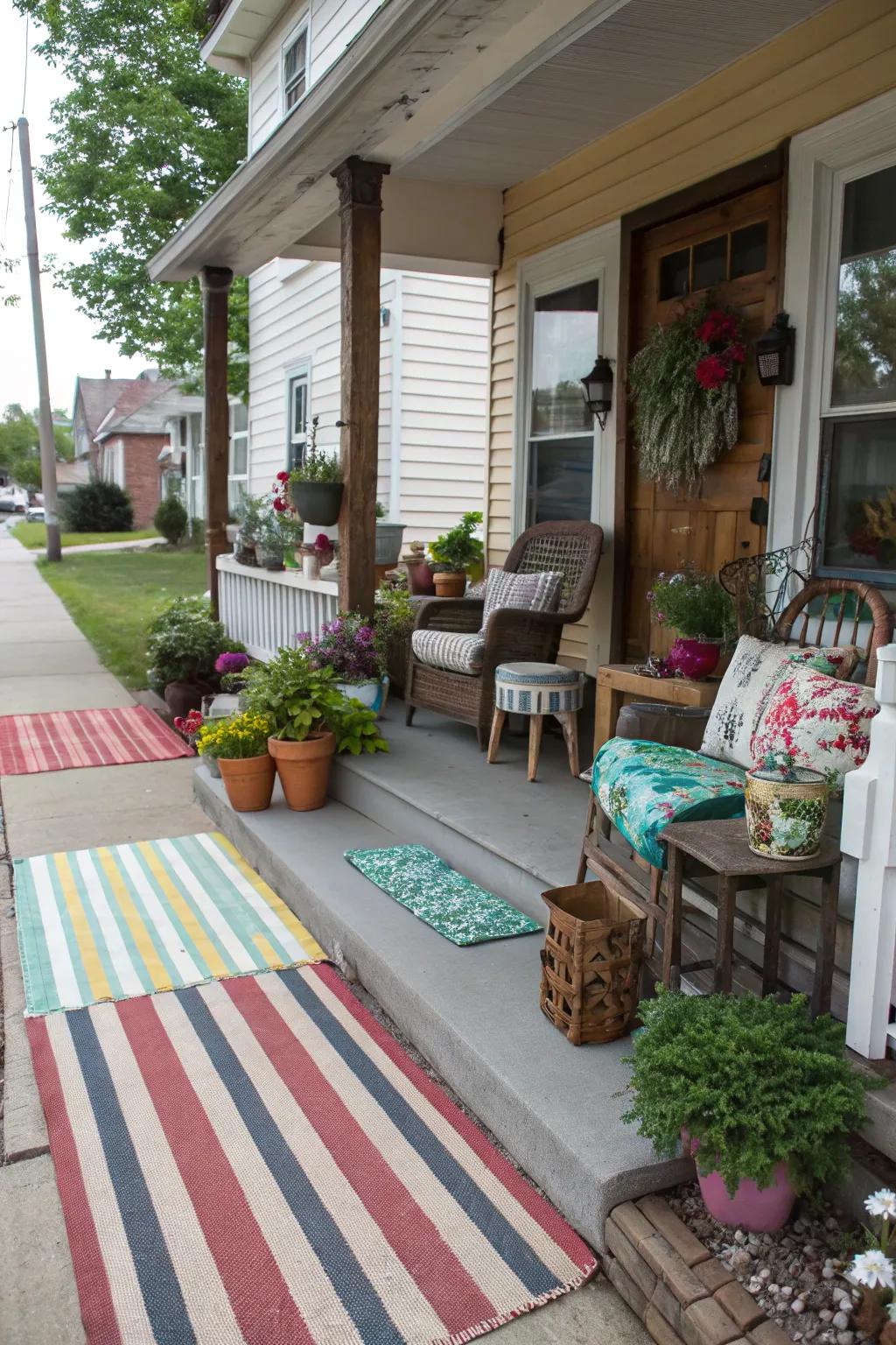 For a distinctive and personalized patio, mix and match carpets.