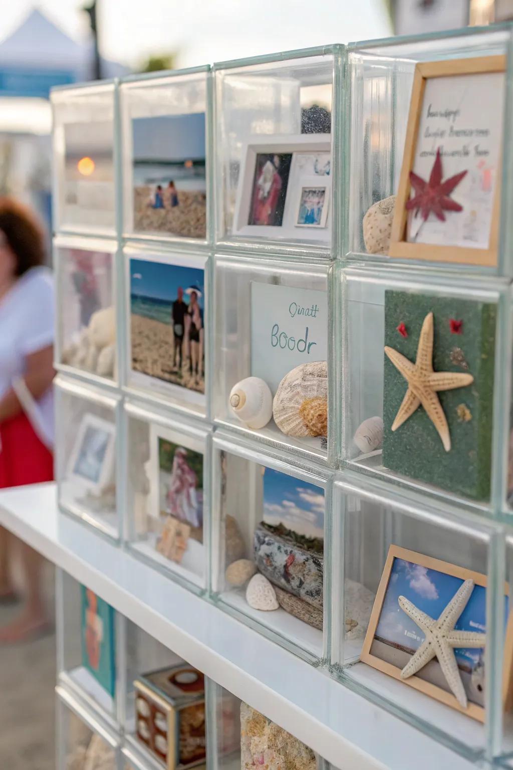 Transparent cubes converted into individualized vacation mementos.