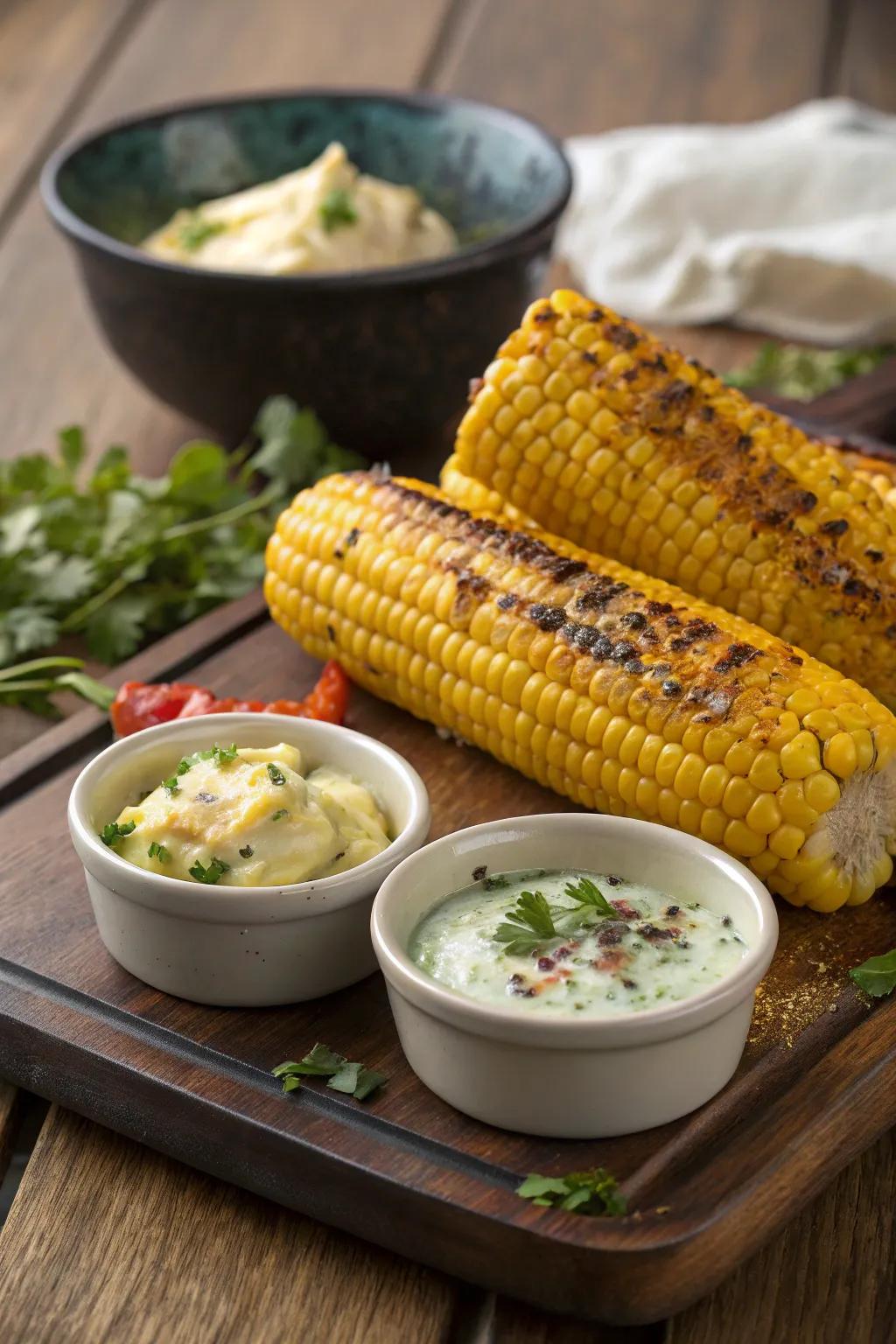 Taste-infused fats make open-flame cooked corn an exciting side dish.