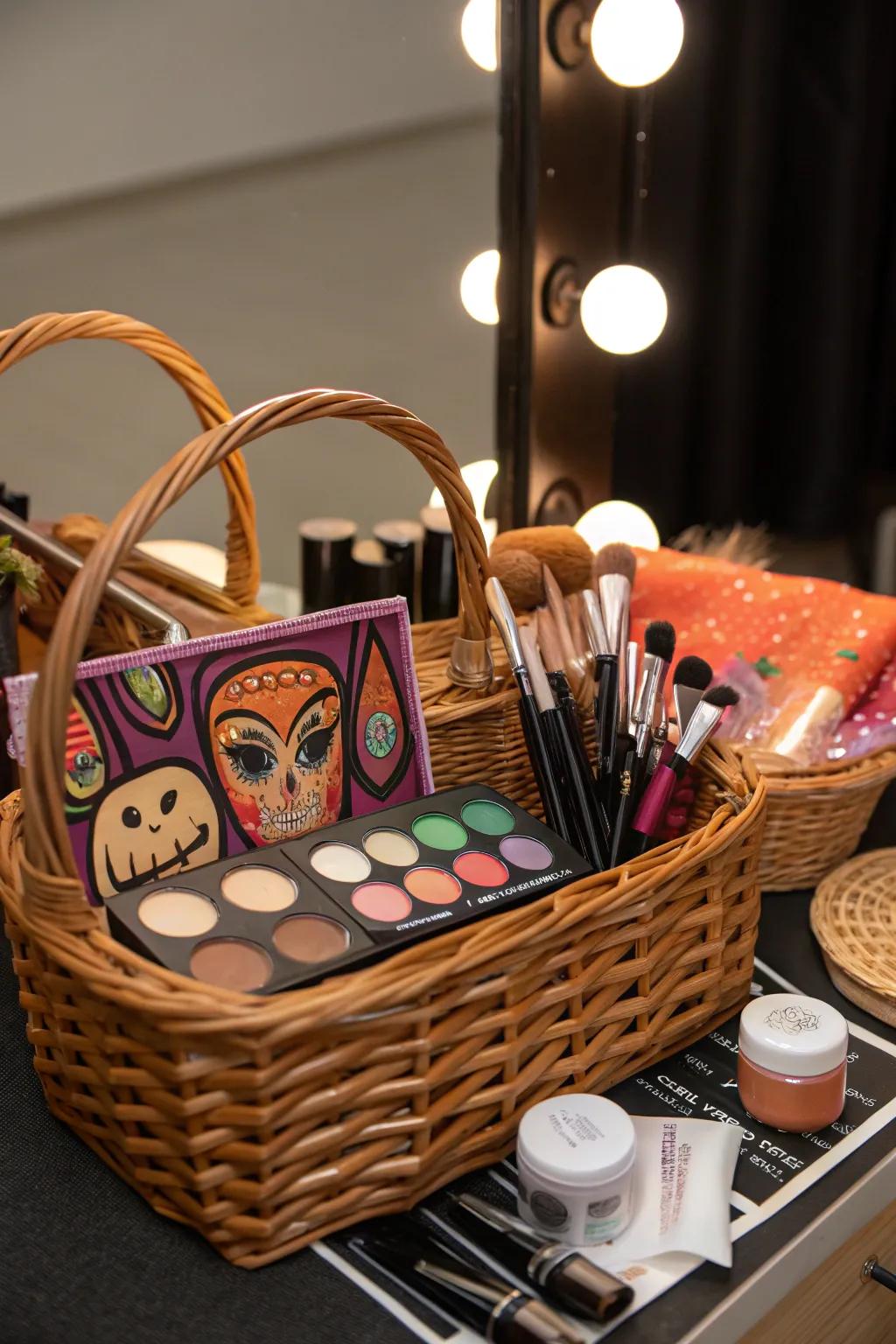 A glamorous cosmetics kit for striking Halloween makeovers.