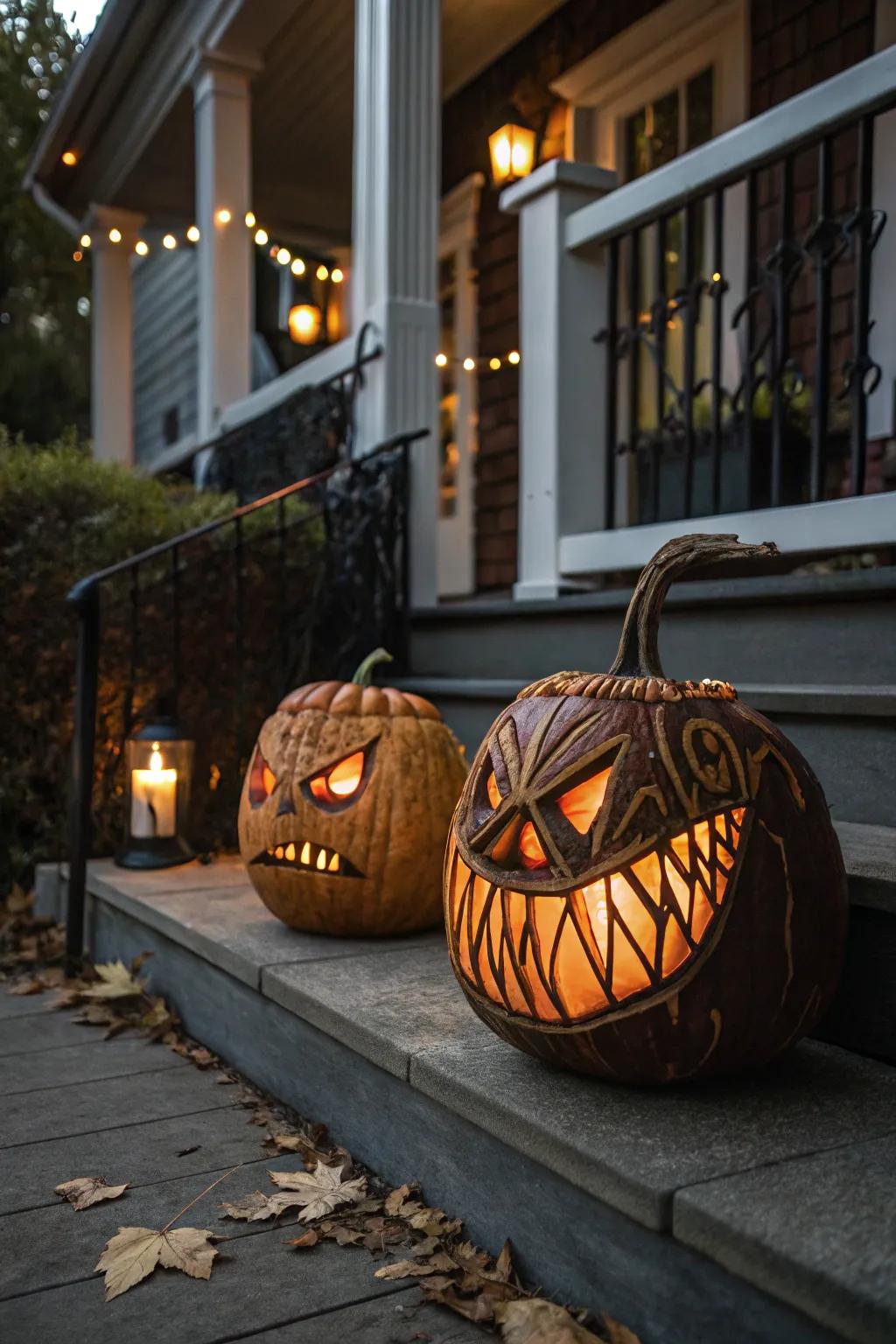 Vampire gourds offer a whimsical twist on classic pumpkin carving.