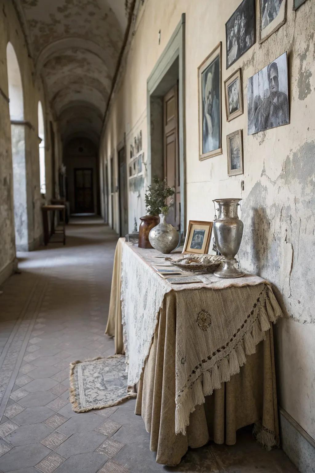 Decaying décor evokes a gothic feeling.
