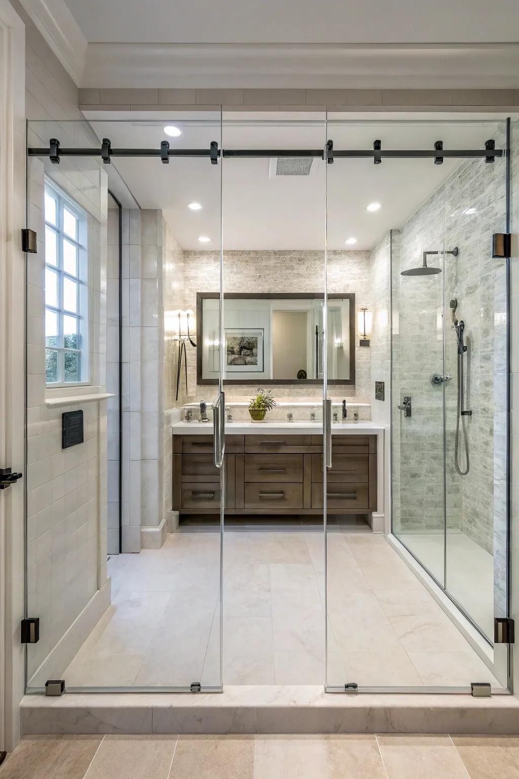 Sliding glass entryways merge accessibility with elegant design.