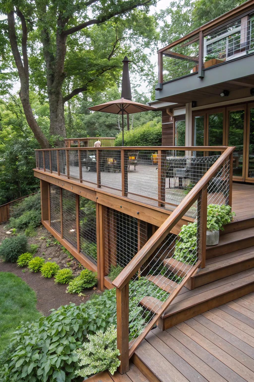 Layered levels enhance depth and visual interest on decks.