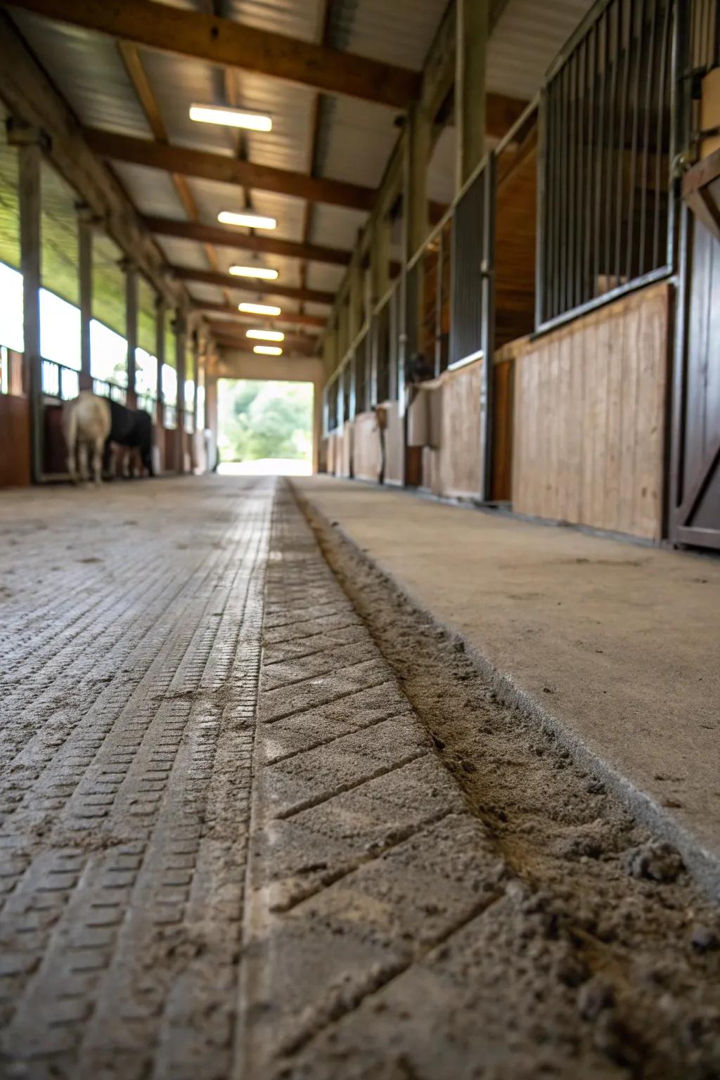 Level-finished concrete adds well-being and grip to classic cement flooring.