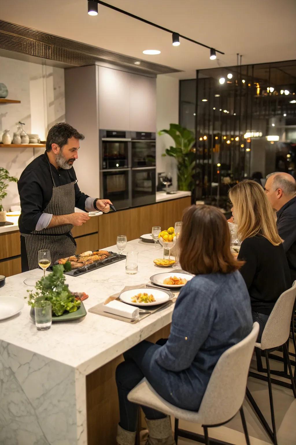 An intriguing cooking demo for housewarming attendees