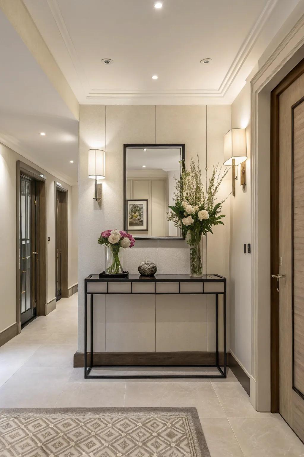 A clean design with clear lines makes for a polished entryway.