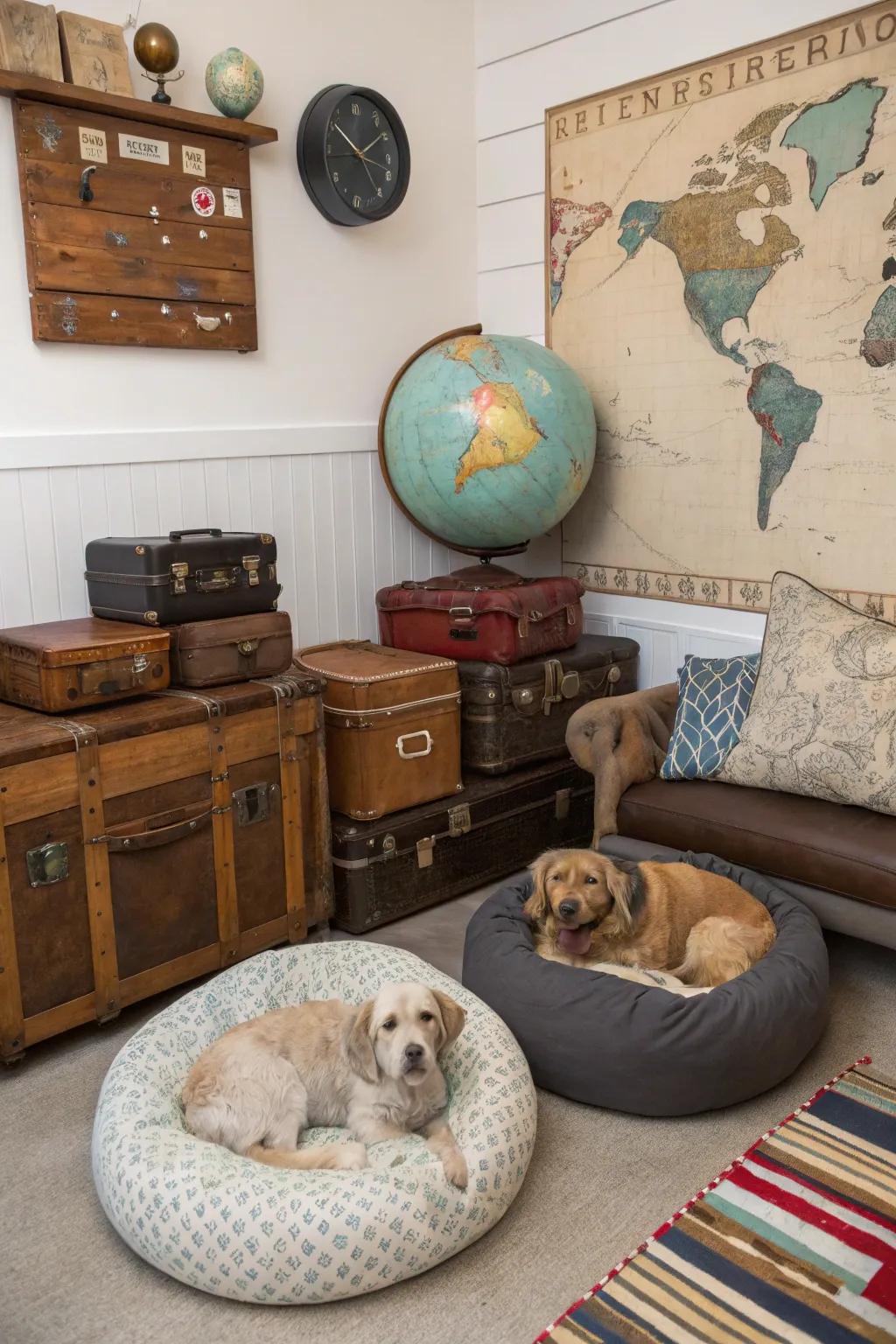 A travel corner that makes you want to explore and be comfortable.