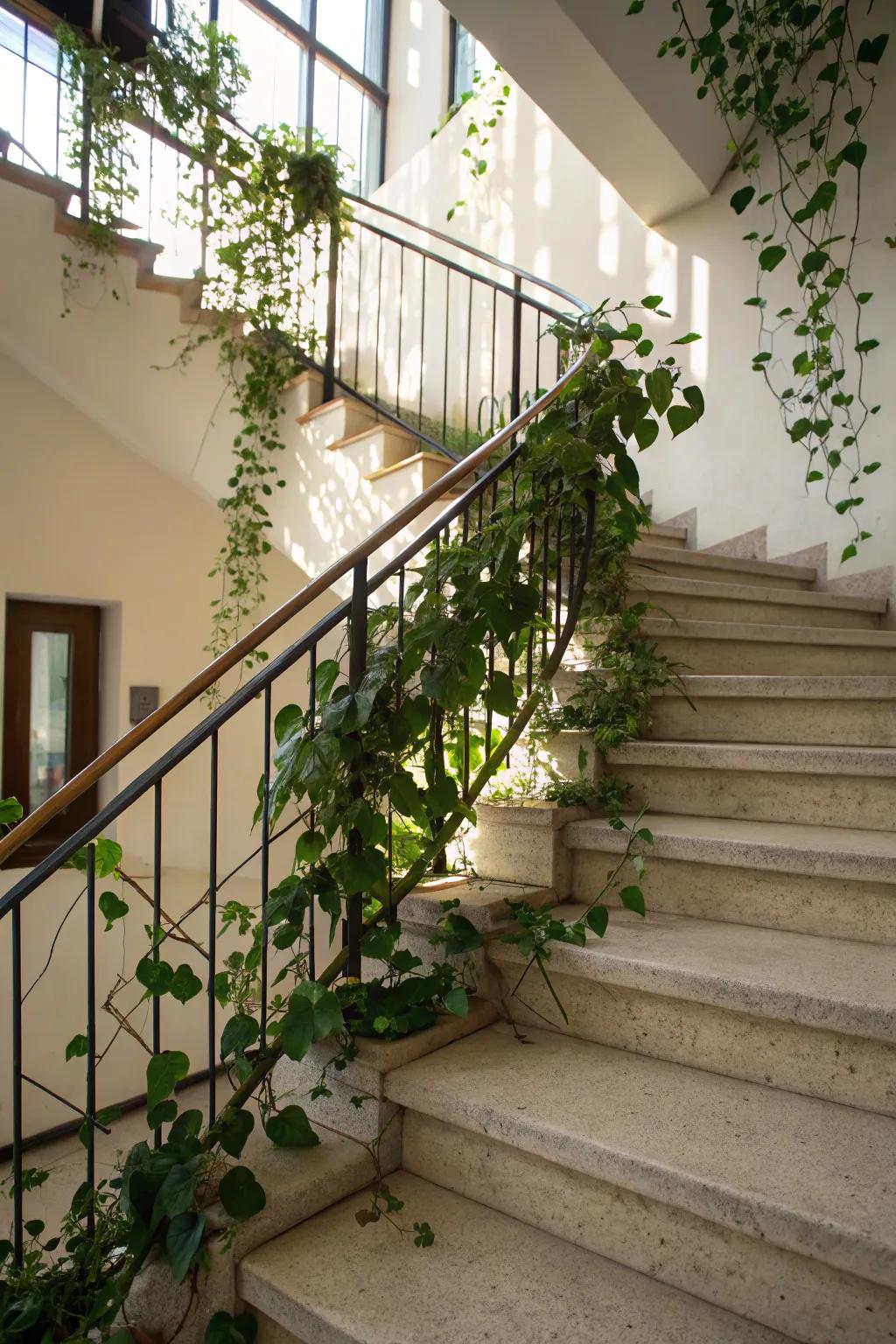 Craft a natural ascent with stairway emerald vines.