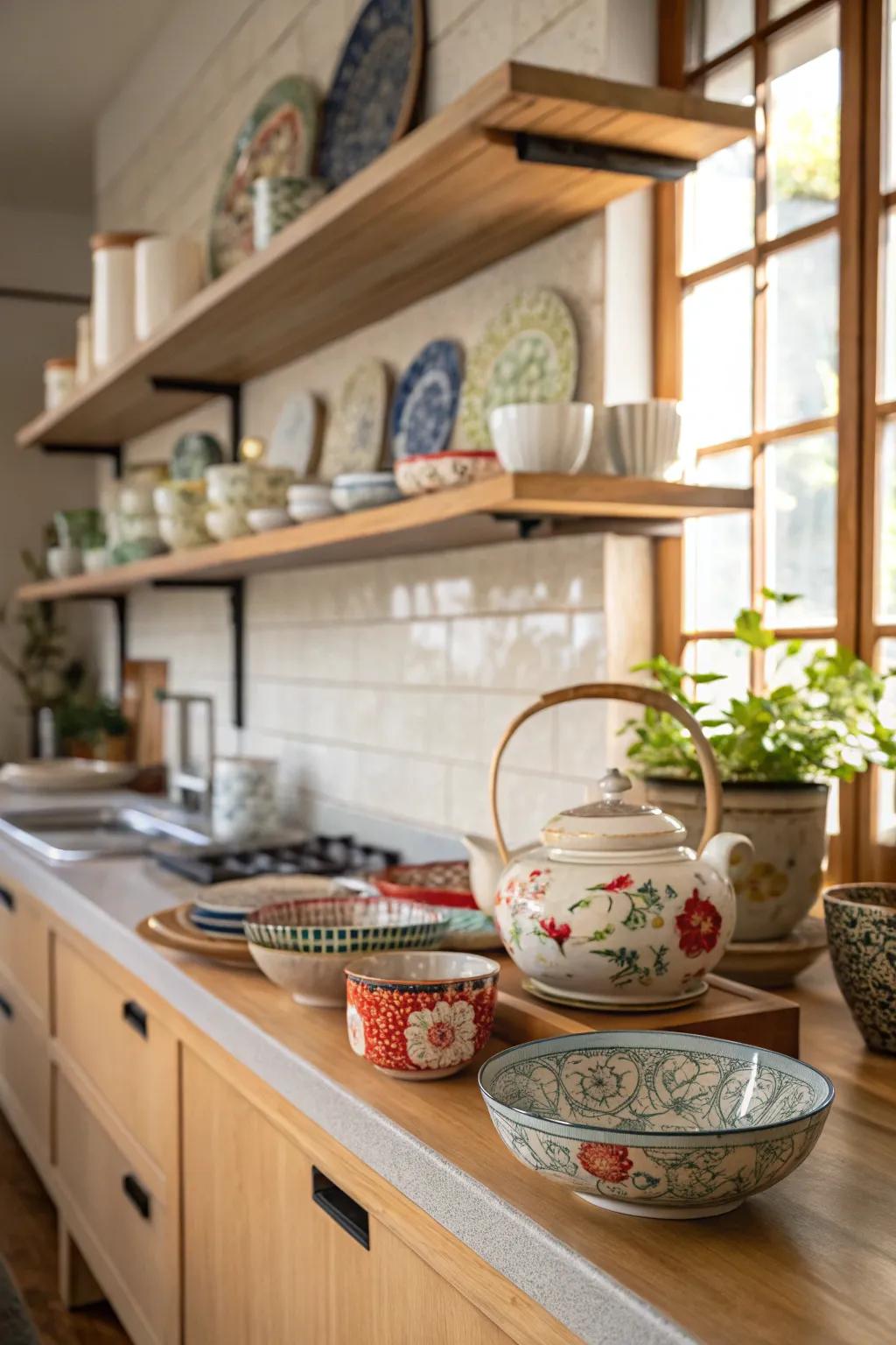 Japanese earthenware adds an artisanal touch.