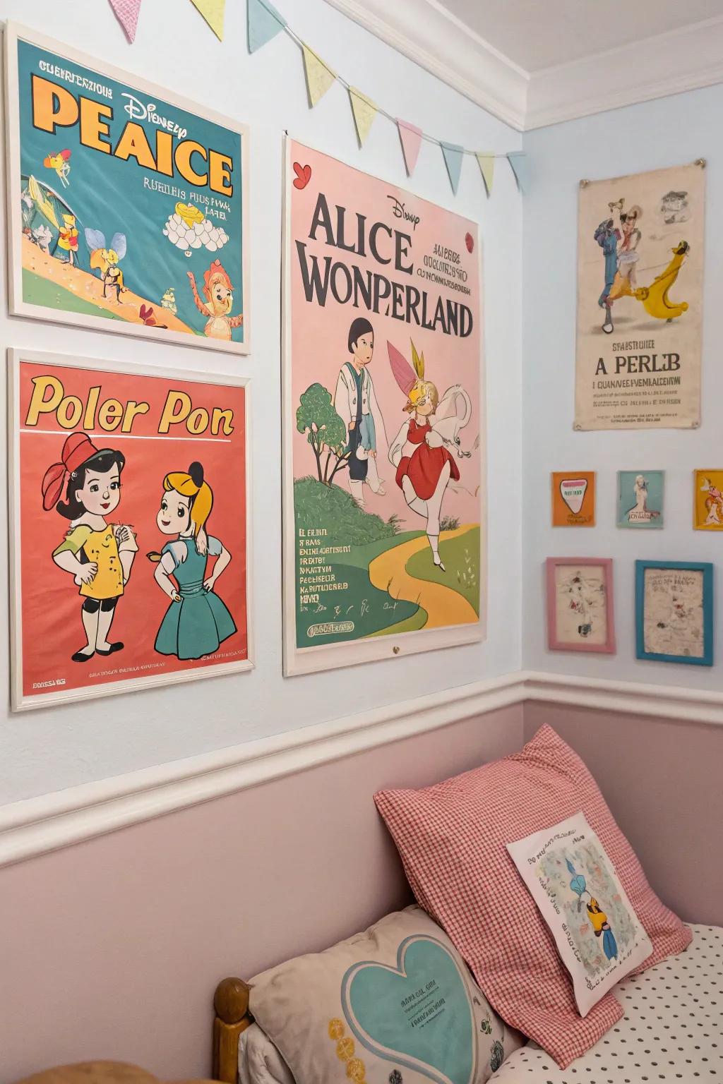 Vintage poster galleries present timeless stories and charm.