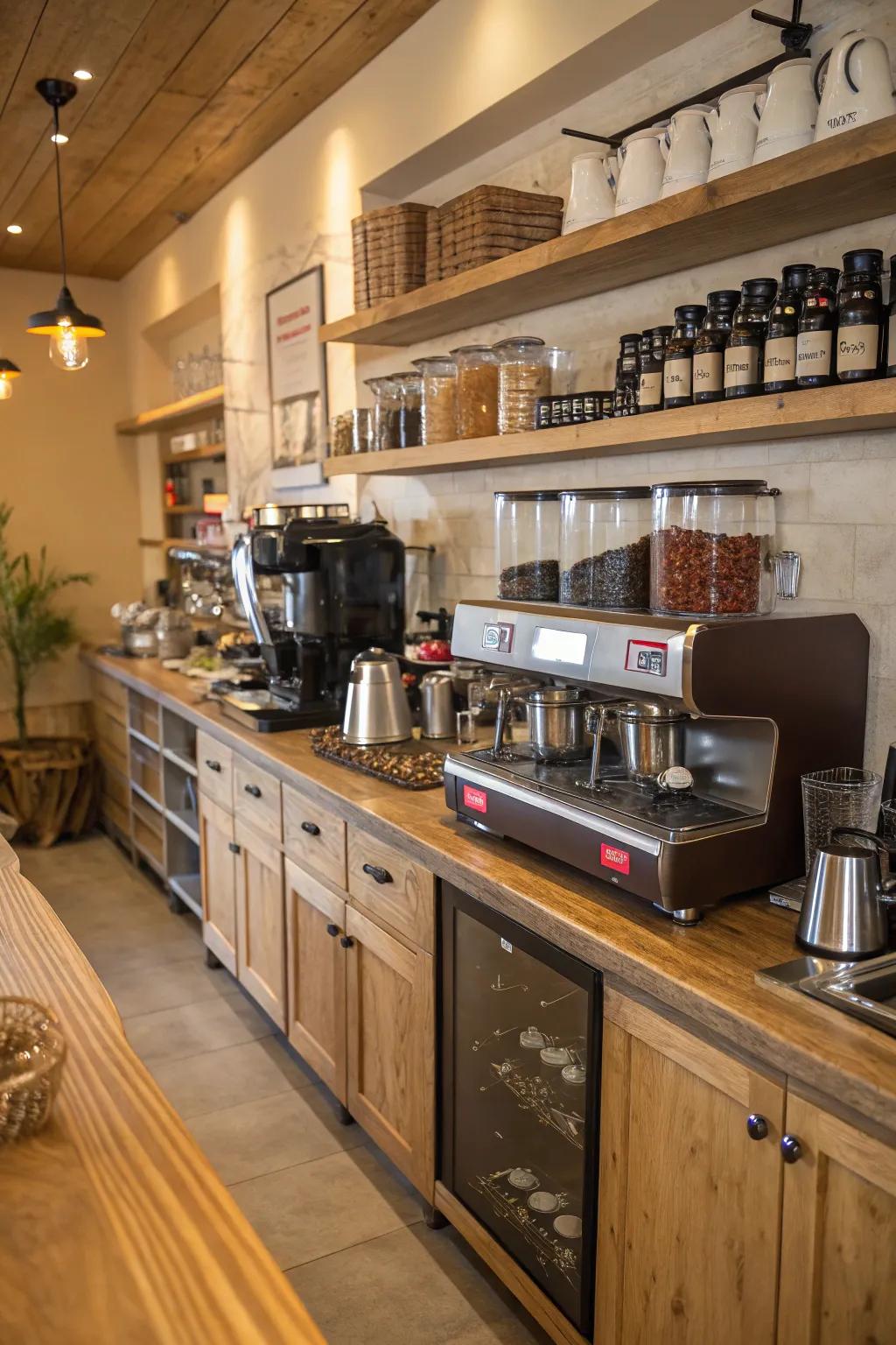 A coffee station makes a handy and personalized spot in your kitchen.