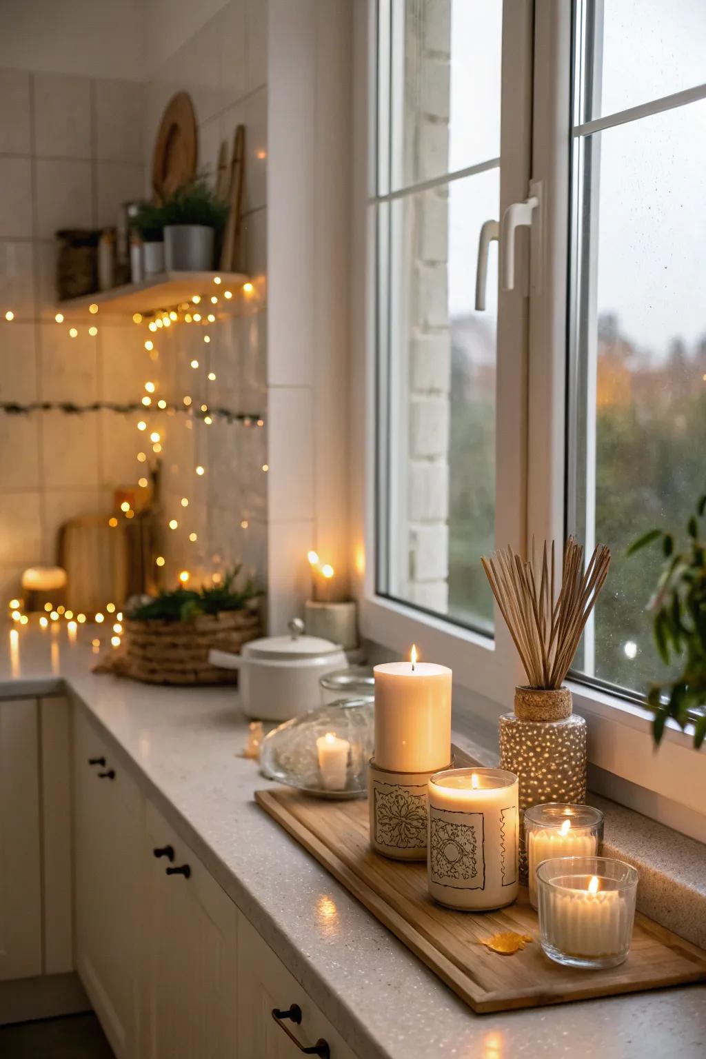 Periodic fragrances enhance the kitchen's atmosphere.