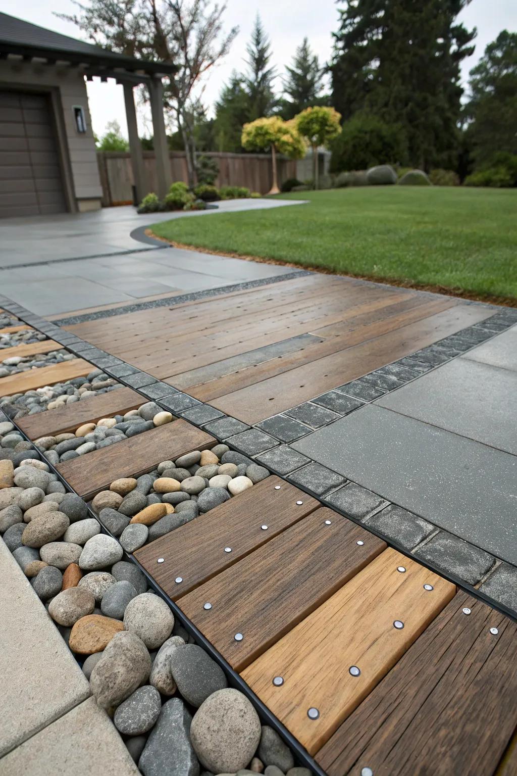 Varied materials bring about texture and intrigue.