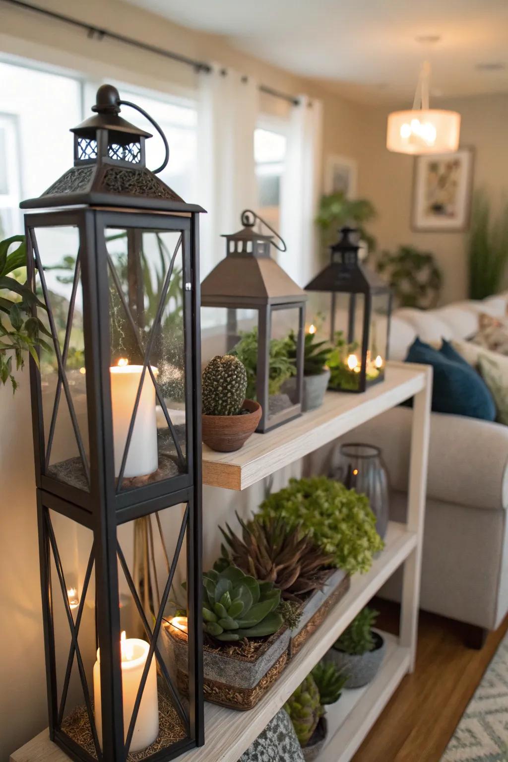 Lights that feature plants give an unexpected sensation of greenery.