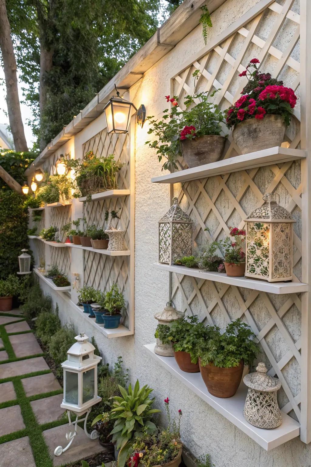Showcase plants with stylish floating weave shelves.