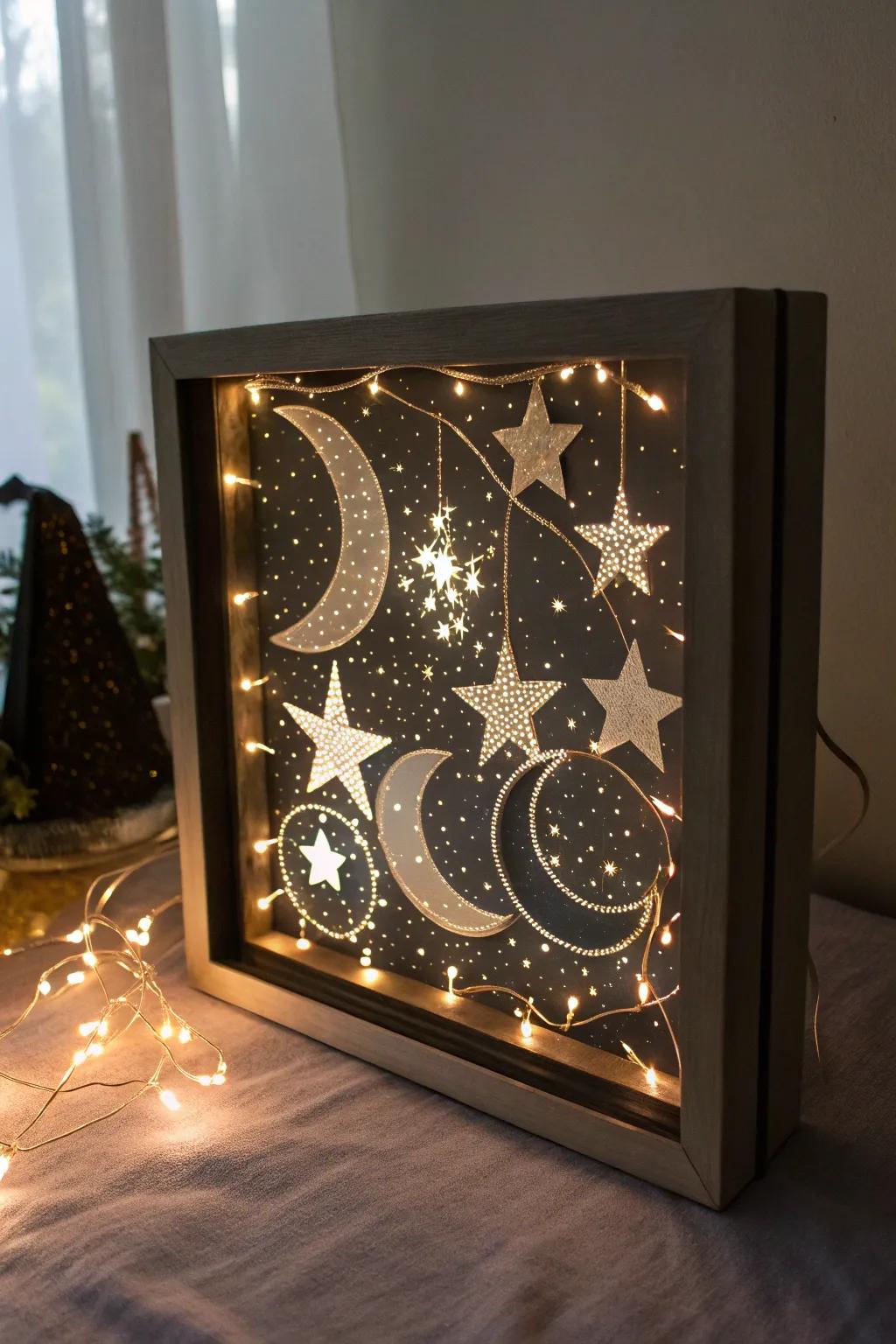 A dreamy celestial Christmas display receptacle