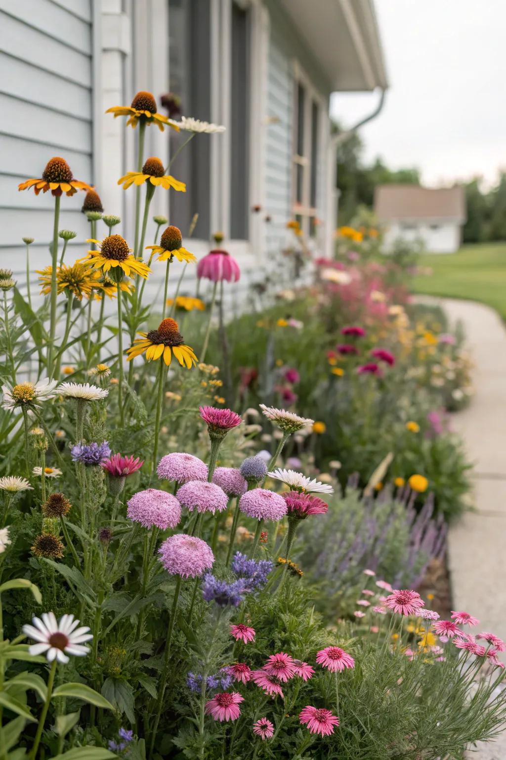Self-growing flowers give a regular presence without trouble.