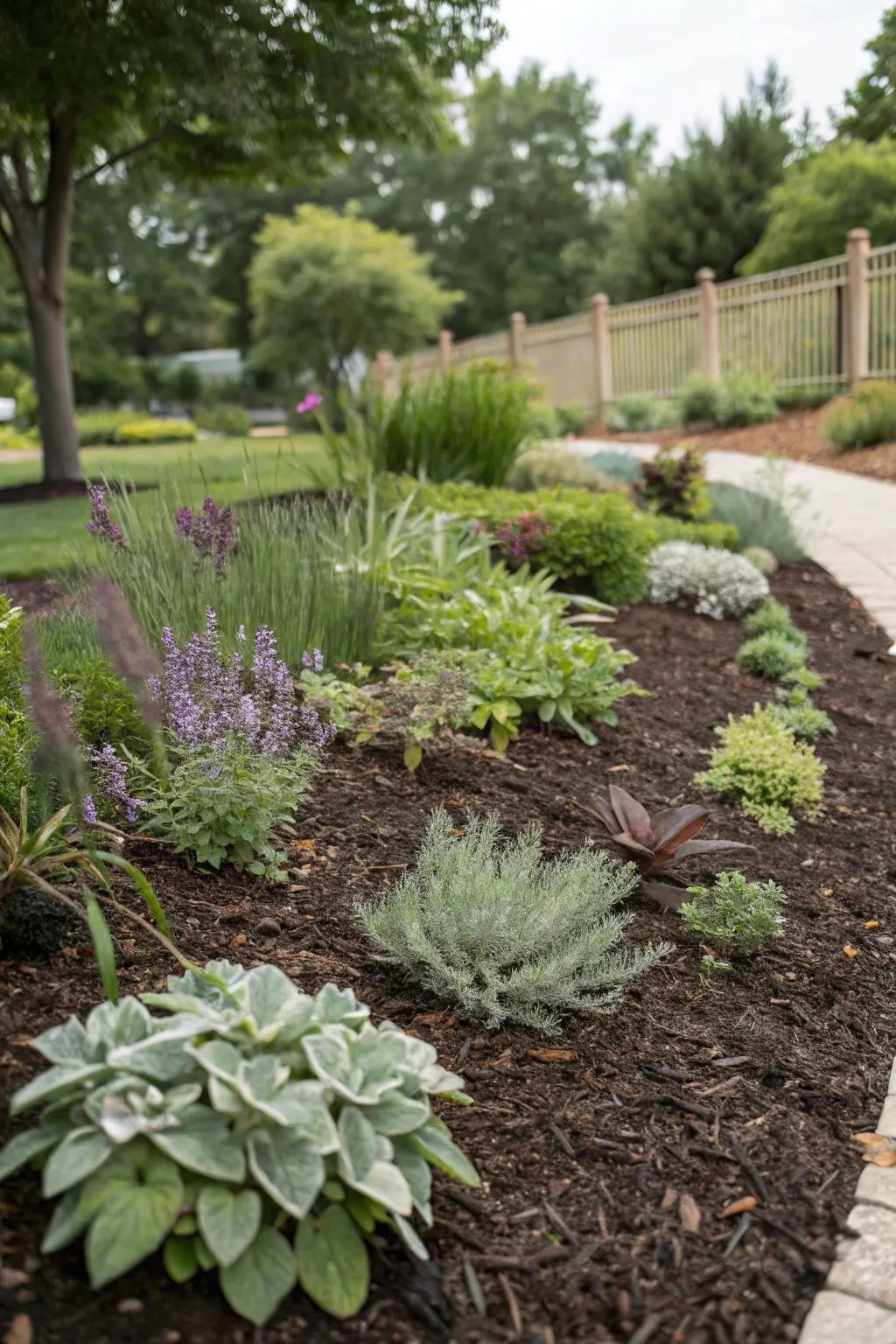 Mulch beds: tidy, neat, and simple to maintain.