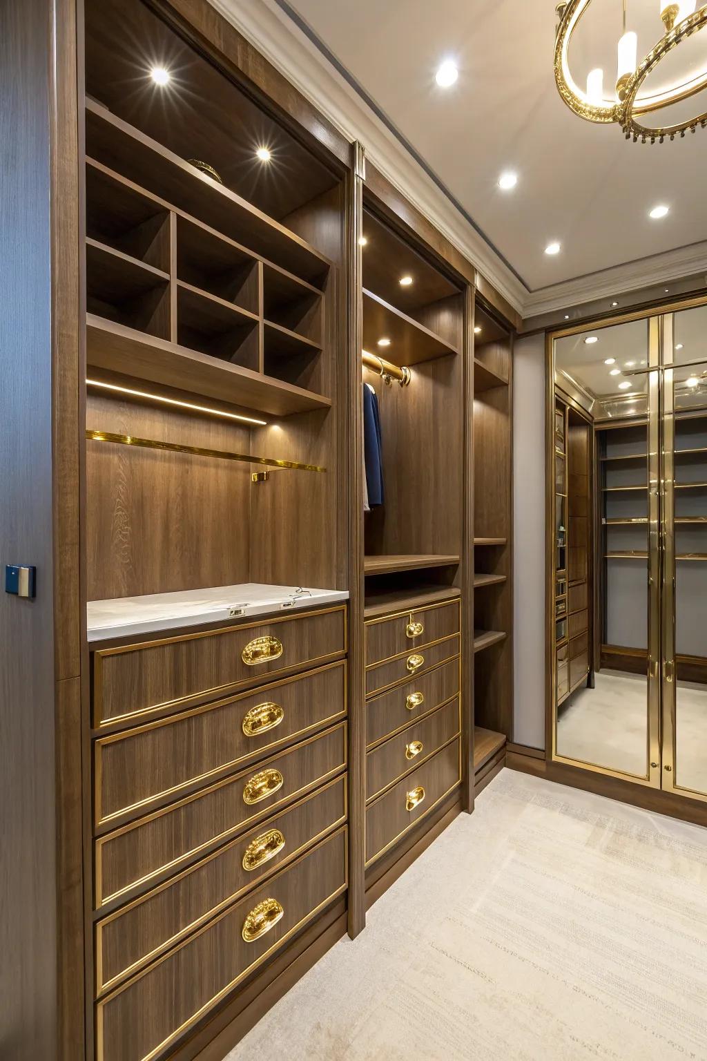 Refined hardware magnifying the luxurious aesthetic.