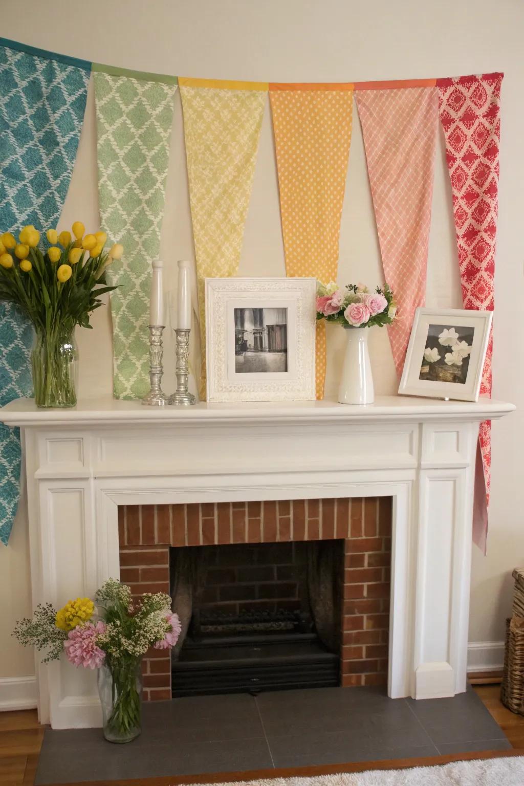 Fabric backdrops add a splash of color and texture.