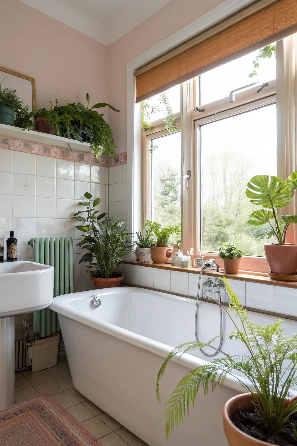 Rooted flora enhance the raw sensation of the lavatory.