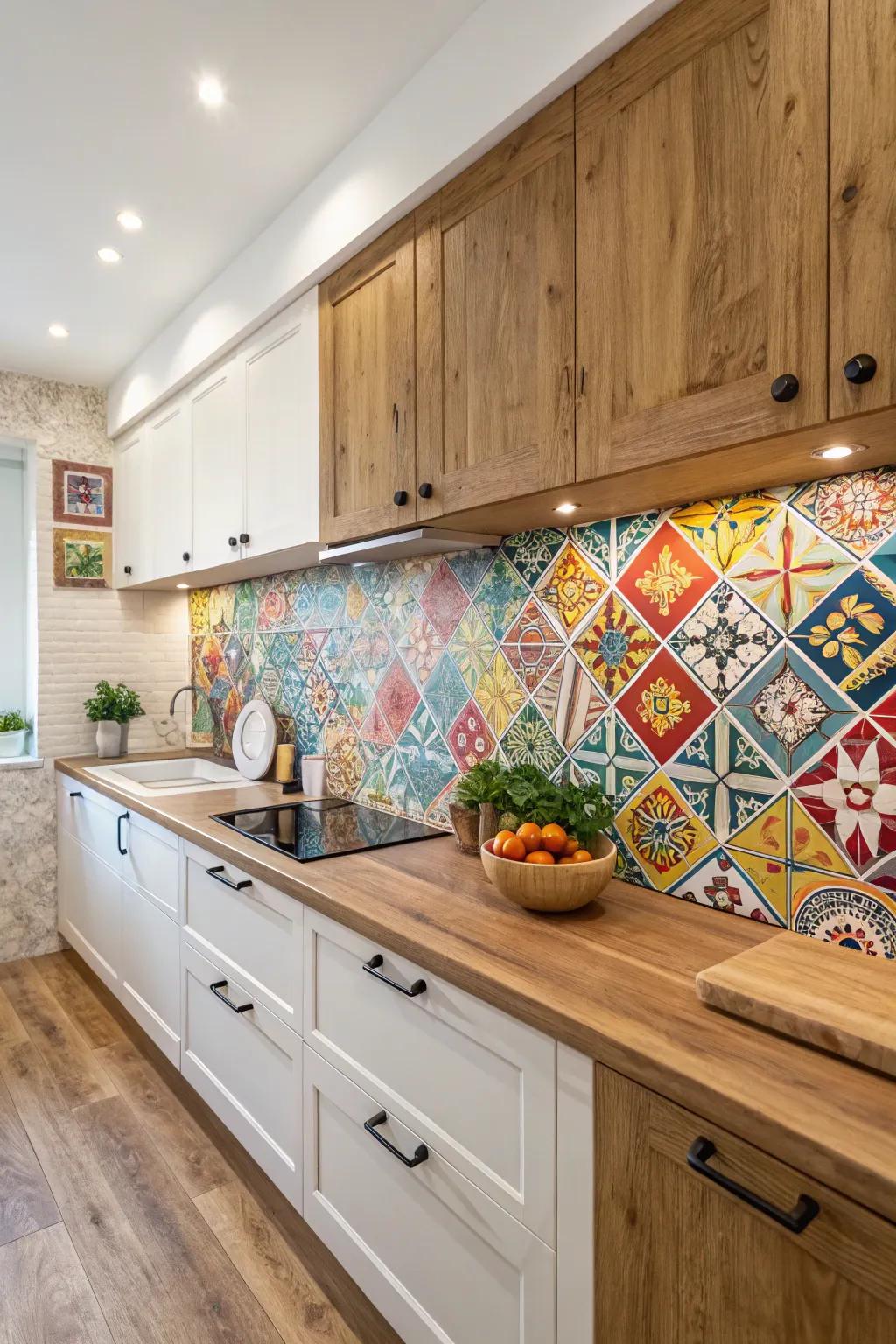 Unique backsplashes add color and texture.