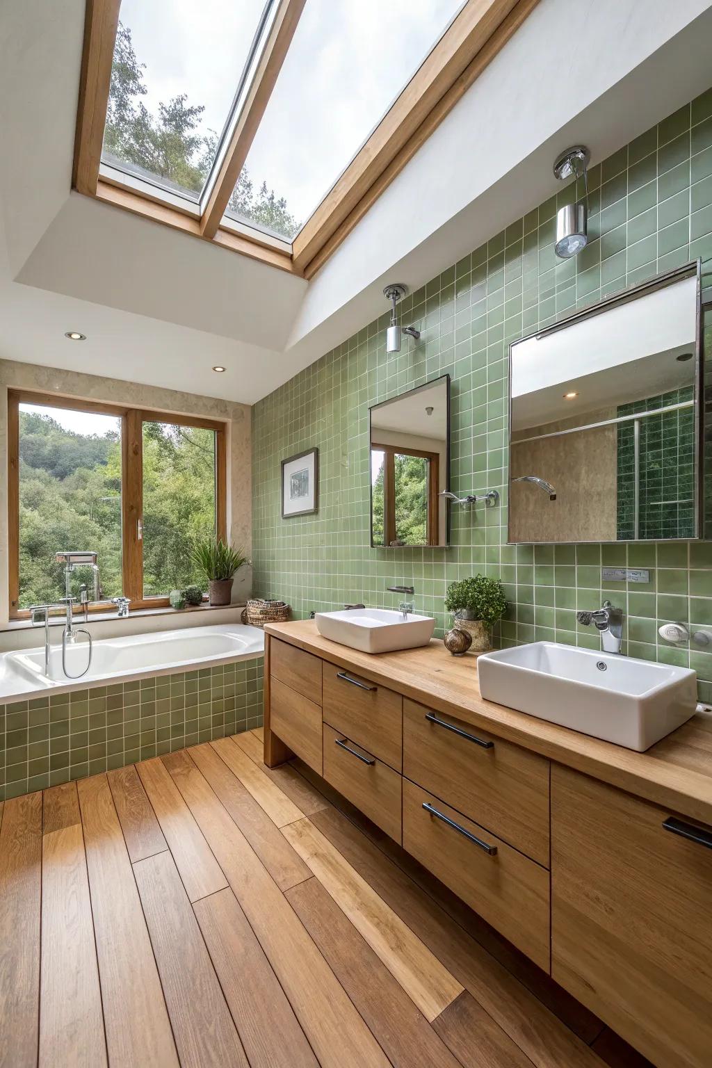 Earth-conscious features bring sustainability to the modern bathroom.