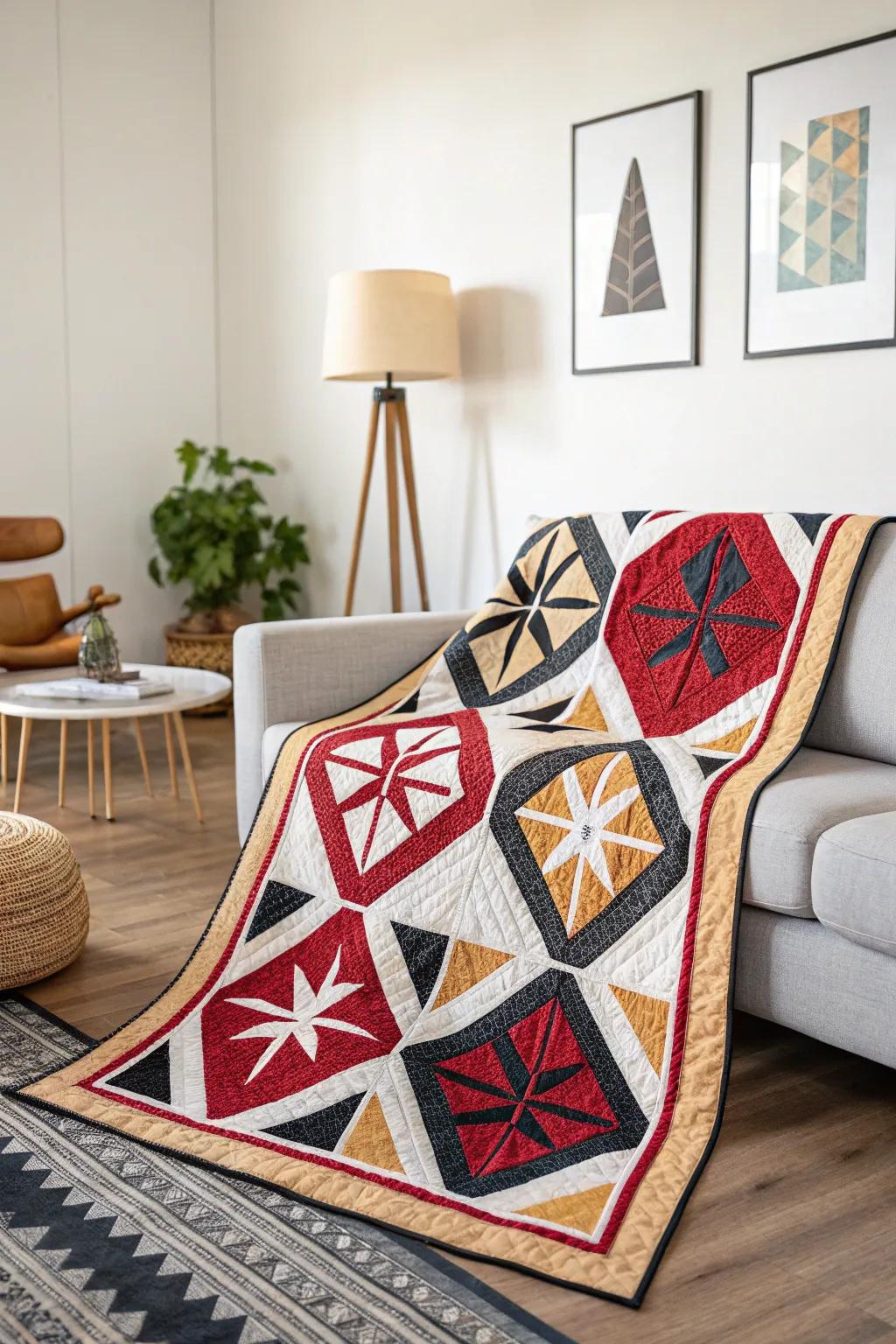 Graphic coverlets make bold statements through their eye-catching designs.